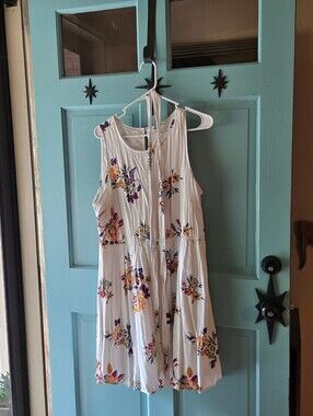 Old Navy White Floral Sundress with Blue and Yellow Accents
